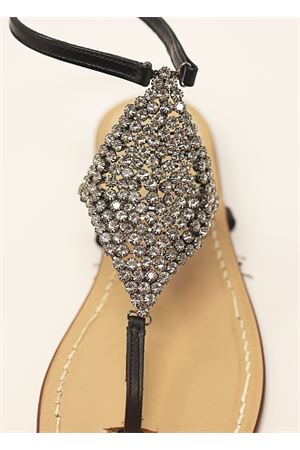 Black jewel Capri sandals high at the ankle Da Costanzo | ROMBOSMALLNERO